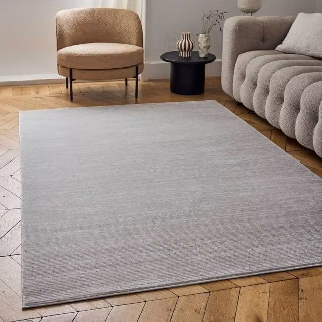 THE RUGS Carmel Modern Striped Area Rug and Runner in Grey, W: 80 cm, L: 150 cm