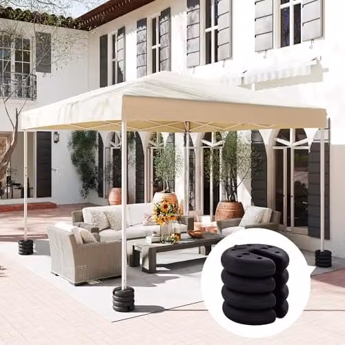 Outsunny Set of 4 Sand Fillable Gazebo Canopy Weights in Black Plastic – 2