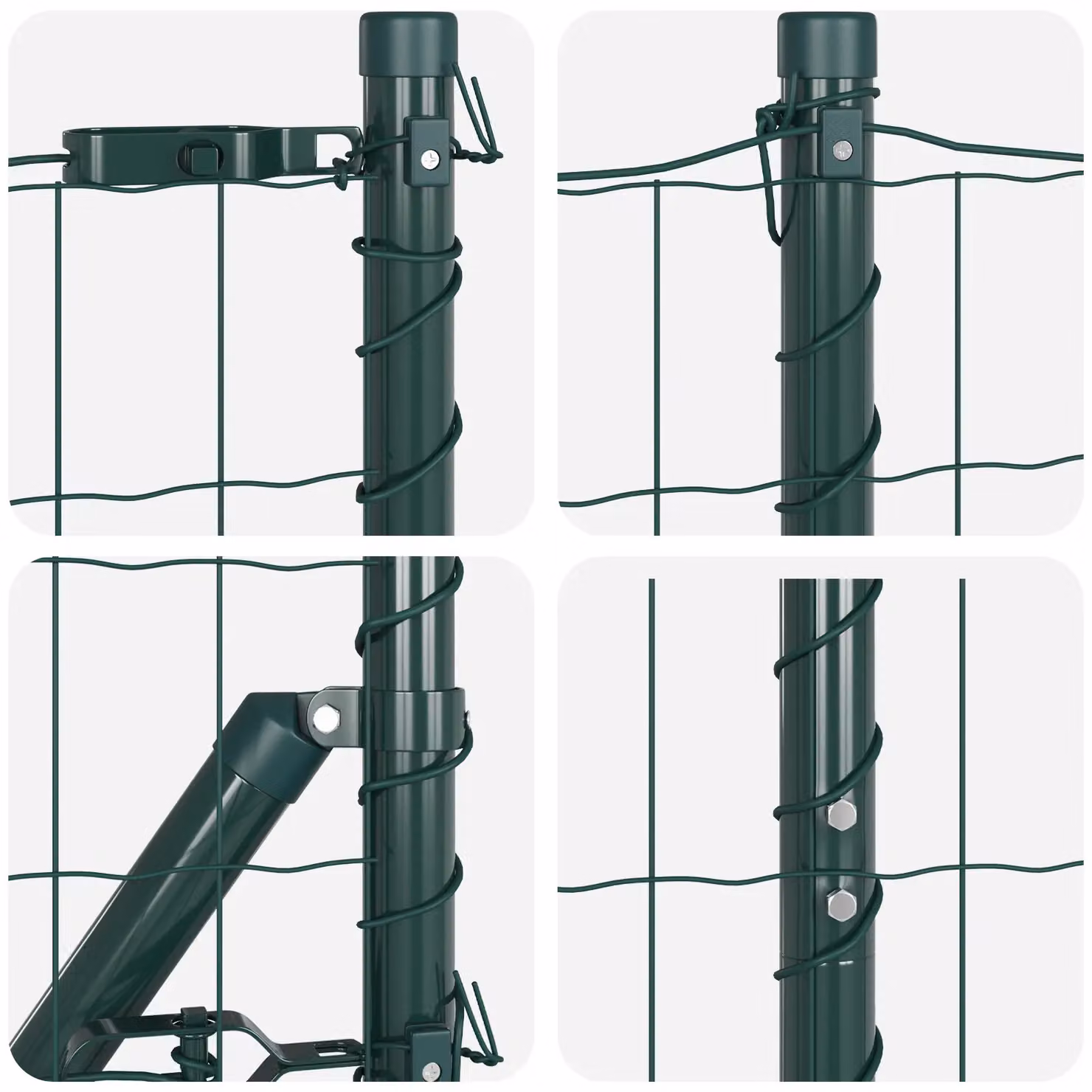 Berkfield Home Euro Fence with 7 Spike Posts, Galvanised Steel, Green and Silver, W: 10 m, H: 1.6 m – 4