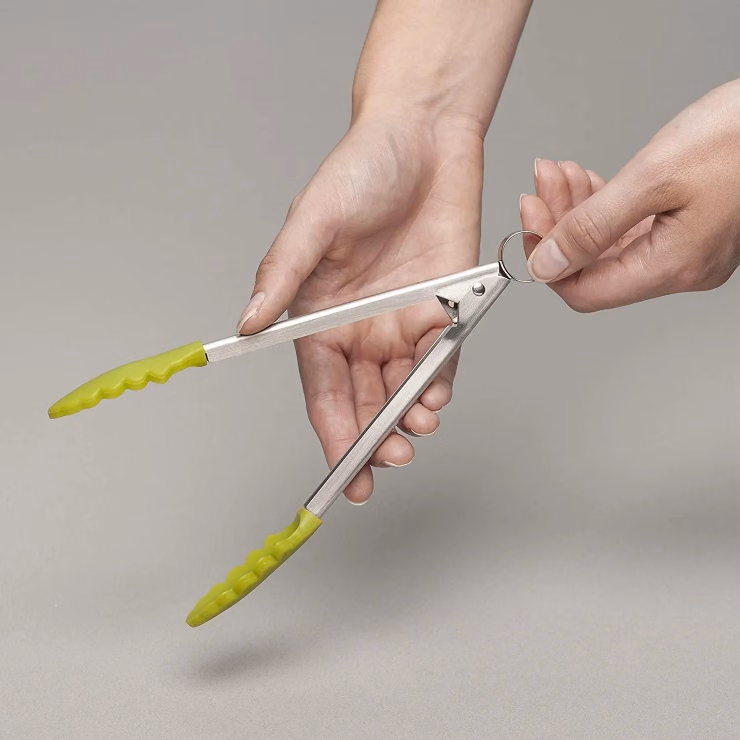 Zeal Silicone Non-Stick Mini Kitchen Tongs with Stainless Steel Handle, Green, 20 cm – 4