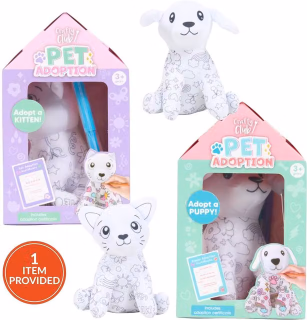 Crafty Club Colour Your Own Pet Adoption Kit, Multicolour