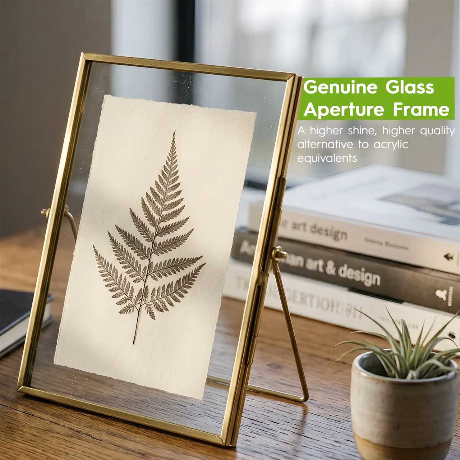 Nicola Spring Gold Metal Rectangular Standing Photo Frame with Glass, 20.32 x 25.4 x 20.32 cm – 3