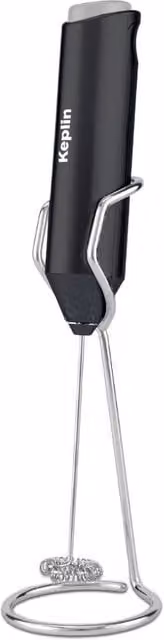 Keplin Handheld Electric Milk Frother with Stand, Stainless Steel, Black – 1