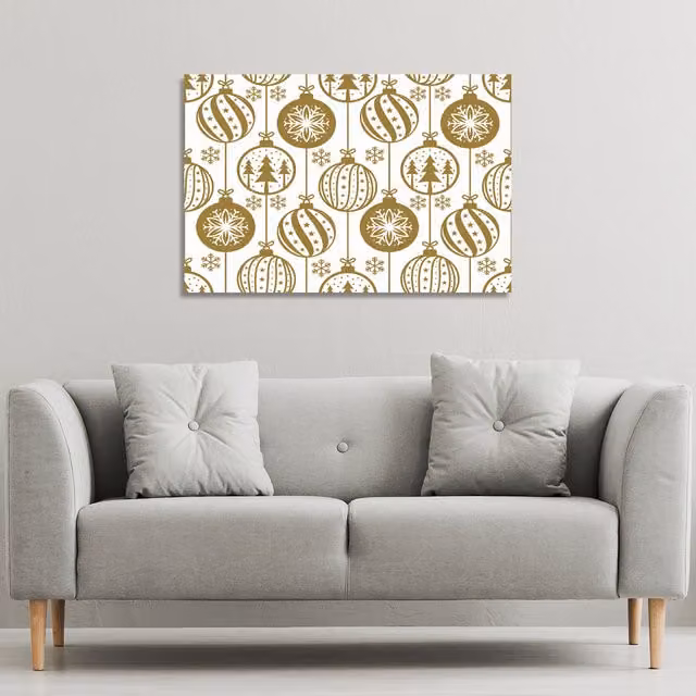 Benjamin Tate Design LTD Christmas Baubles Gallery Canvas Wall Art in Blue and Gold, W: 46 cm, H: 31 cm