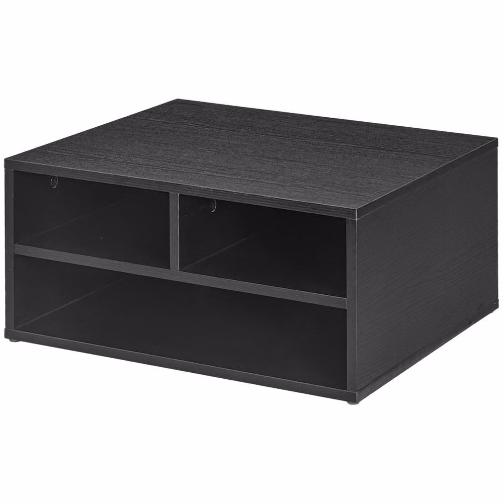 Rolipo 3-Compartment Printer Storage Cabinet in Black Matt MDF – 2