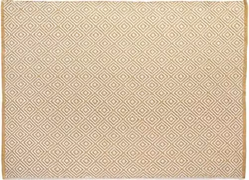 Rugs Direct Woven Hug Rug Natural Door Mat Runner in Diamond Gold and Beige, W: 230 cm, D: 160 cm