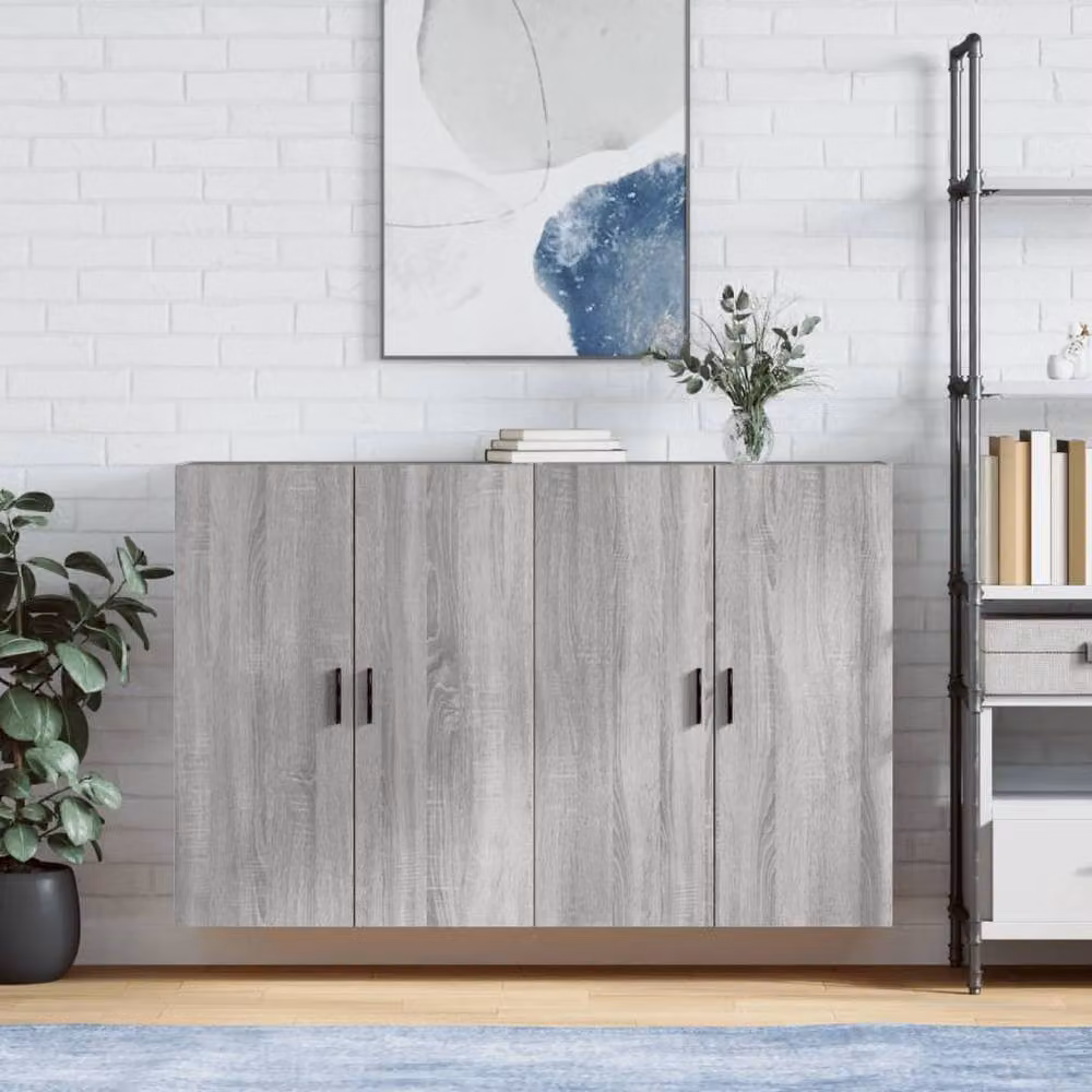 Berkfield Home Wall Mounted Cabinets, 2 Piece, Grey Sonoma, W: 69.5 cm, D: 34 cm, H: 90 cm – 2