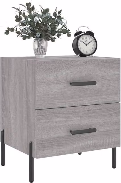 Berkfield Home Modern Bedside Cabinet in Grey Sonoma, W/D/H: 40 x 35 x 47.5 cm