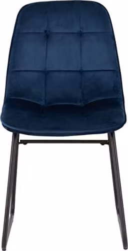 Seconique Lukas Set of 2 Blue Velvet Dining Chairs with Cantilever Metal Base – 3