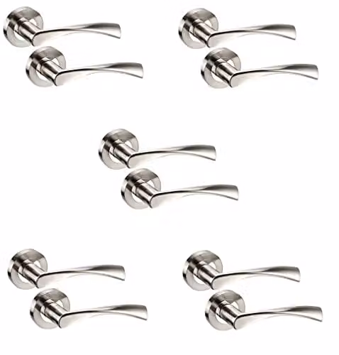 Golden Grace Astrid Door Handles in Polished Chrome and Silver