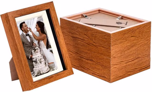 Nicola Spring Pack of 5 Brown Rectangular 3D Box Photo Frames with 4 x 6 inch Mount