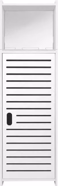 FORGEVIO White Corner Bathroom Storage Cabinet with Hinged Doors and Internal Shelves