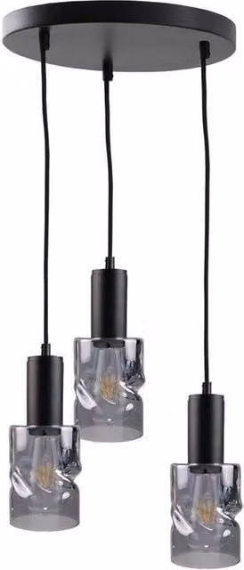 Netlighting Cross Cluster Pendant Ceiling Light in Black with 3x E27 Glass Shades, Diameter: 30 cm