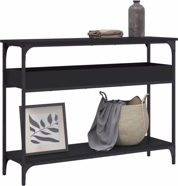 Berkfield Home Console Table with Shelf in Black, W/D/H: 100 x 29 x 75 cm – 1