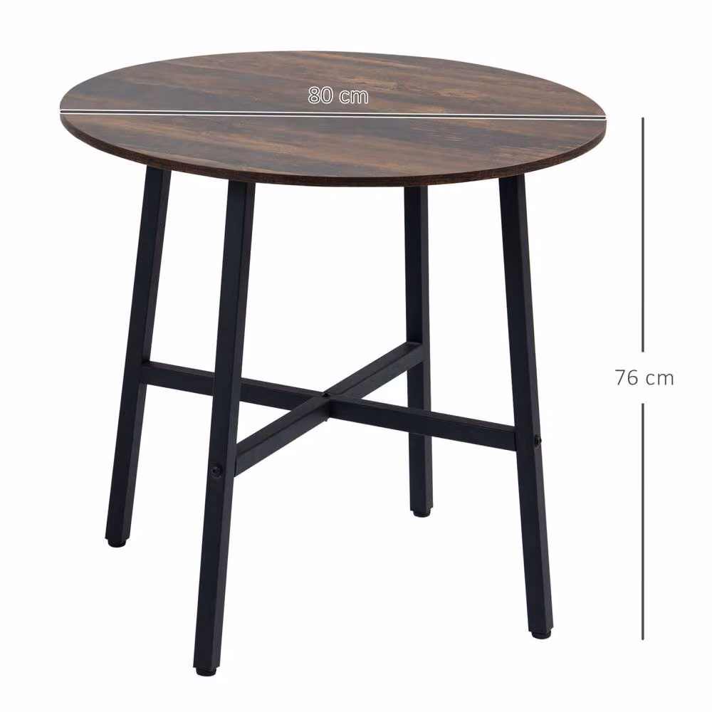 Wyld Haus Vizina Round Industrial Dining Table, Rustic Brown and Black, Diameter: 85 cm, Height: 76 cm – 4