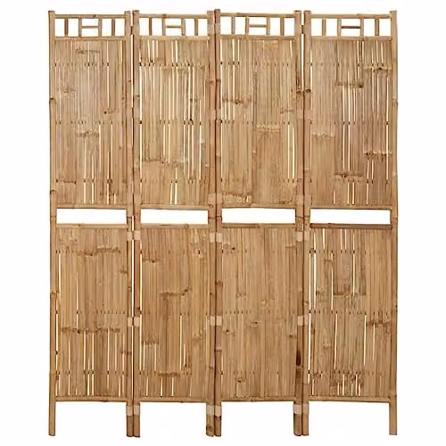 vidaXL 4-Panel Bamboo Room Divider in Brown and Red, W/H: 160 x 180 cm – 1
