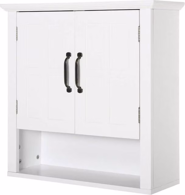 KORVIXA White Wall-Mounted Medicine Cabinet with Internal Shelves, W: 70 cm, H: 75 cm – 1