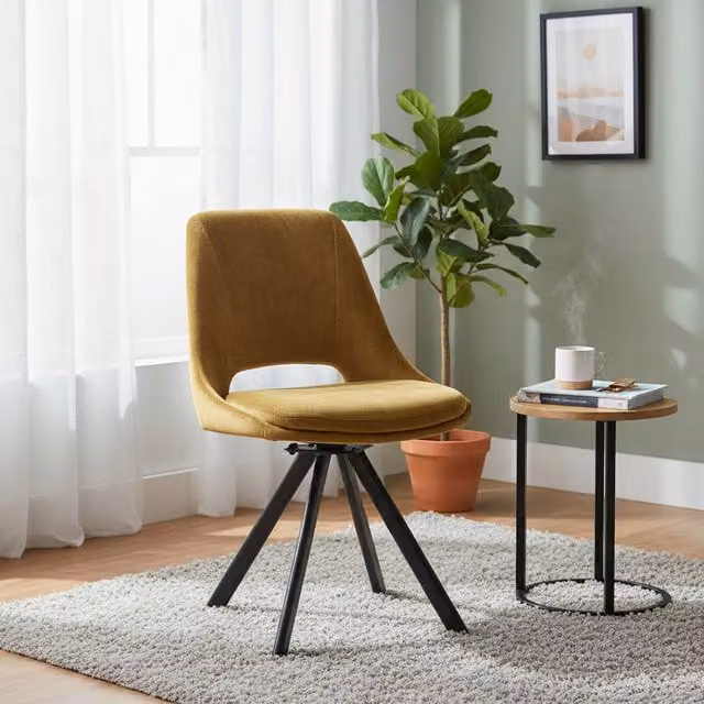 IH Design Mustard Yellow Velvet Swivel Dining Chairs, Set of 2 – 1