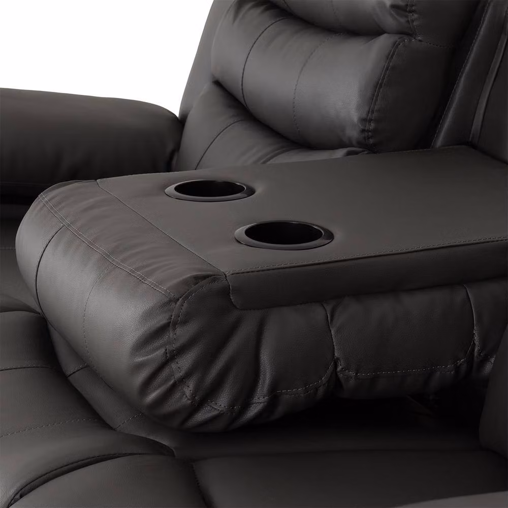 Seconique Roma 3 Seater Recliner Sofa in Grey Faux Leather – 4