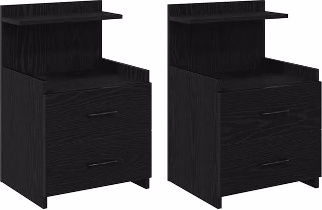 Berkfield Home Set of 2 Modern Black Bedside Cabinets with 2 Drawers, W: 40 cm, D: 36.5 cm, H: 62 cm – 1