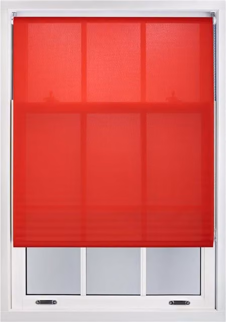 Furnished Red Semi-Transparent Polyester Roller Blinds, W: 200 cm, H: 165 cm