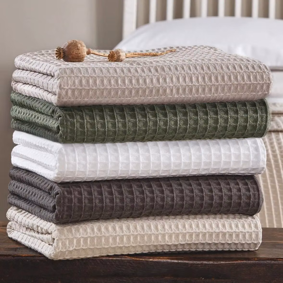 Allure Bath Fashions Luxury Waffle Pique Cotton Throw Blanket in Dark Grey – 5