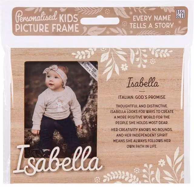 History & Heraldry Isabella Pre-personalised Child's Floral Picture Frame, Brown, 8.5 x 11 cm – 3