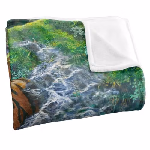 JQ Licensing Tigers In Water Silky Touch Super Soft Fleece Throw Blanket, White and Multicolour, W: 152 cm, D: 127 cm – 2