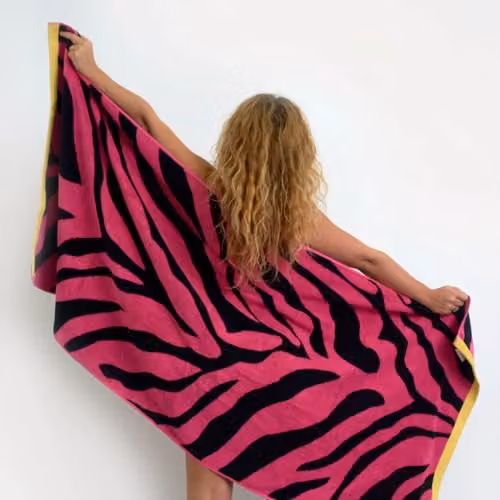 Allure Bath Fashions Extra Large Zebra Print Beach Towel in Pink and Black, 100% Cotton, W: 80 cm, L: 180 cm – 5