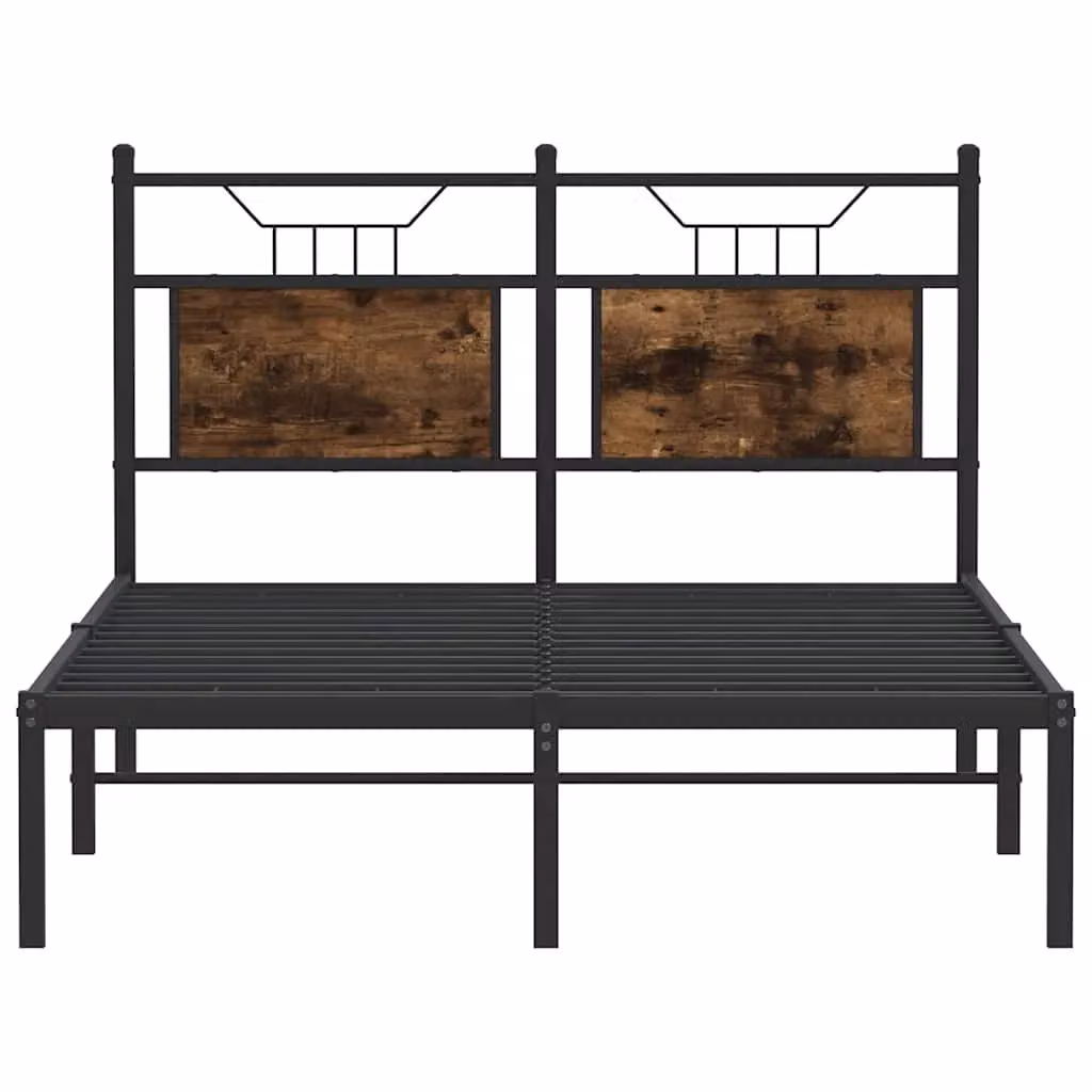Berkfield Home Small Double Bed Frame in Smoked Oak and Brown Engineered Wood, W/D/H: 120 x 200 cm – 3