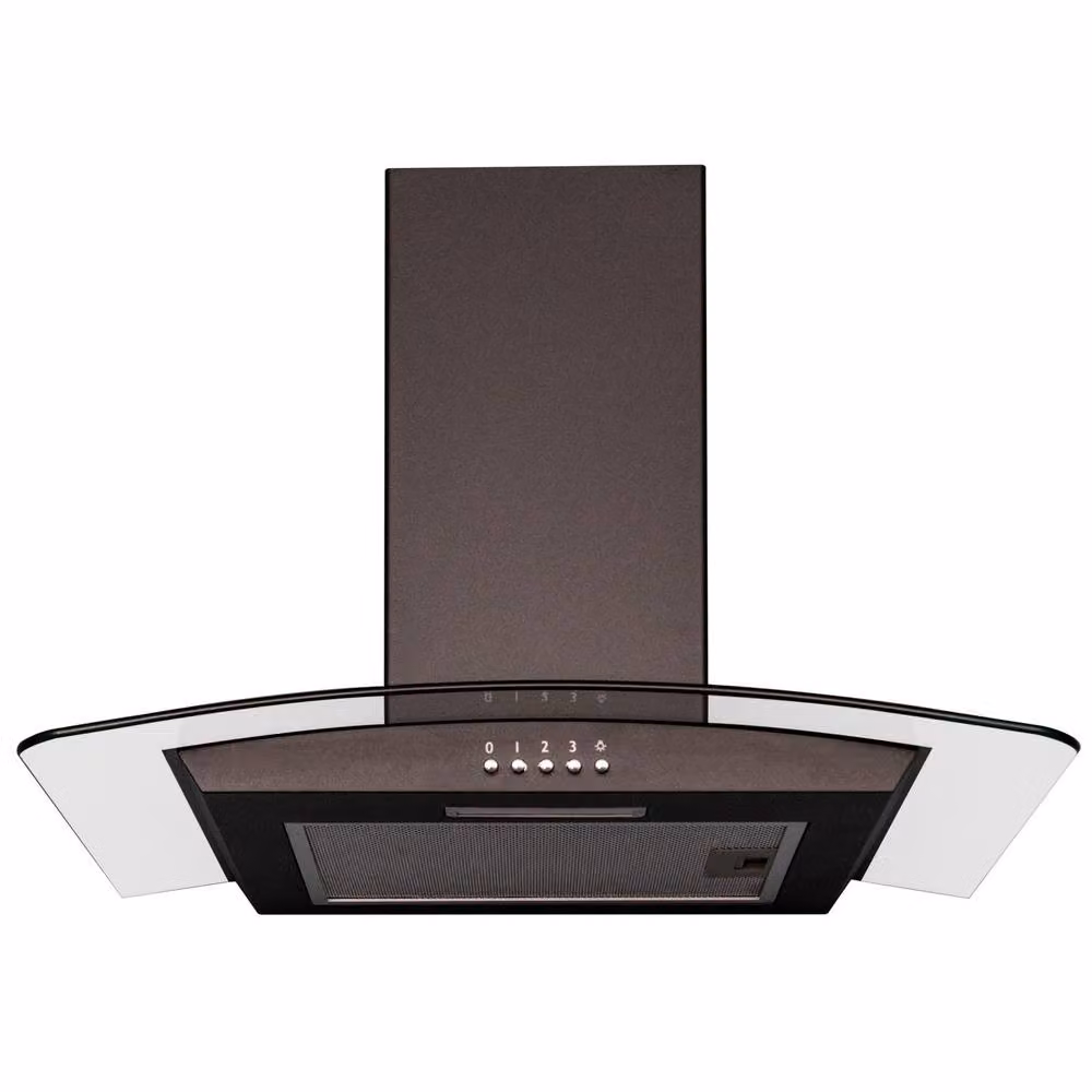 SIA Black Curved Glass Wall Mounted Cooker Hood Extractor Fan with Activated Carbon Filter – 3