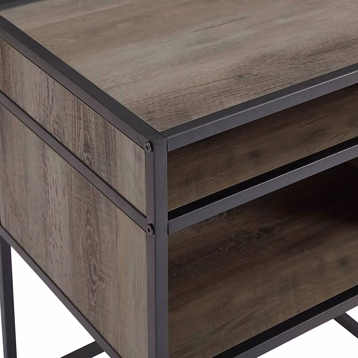 EONLION Industrial Modern Square Open Shelf Side Table in Brown – 2