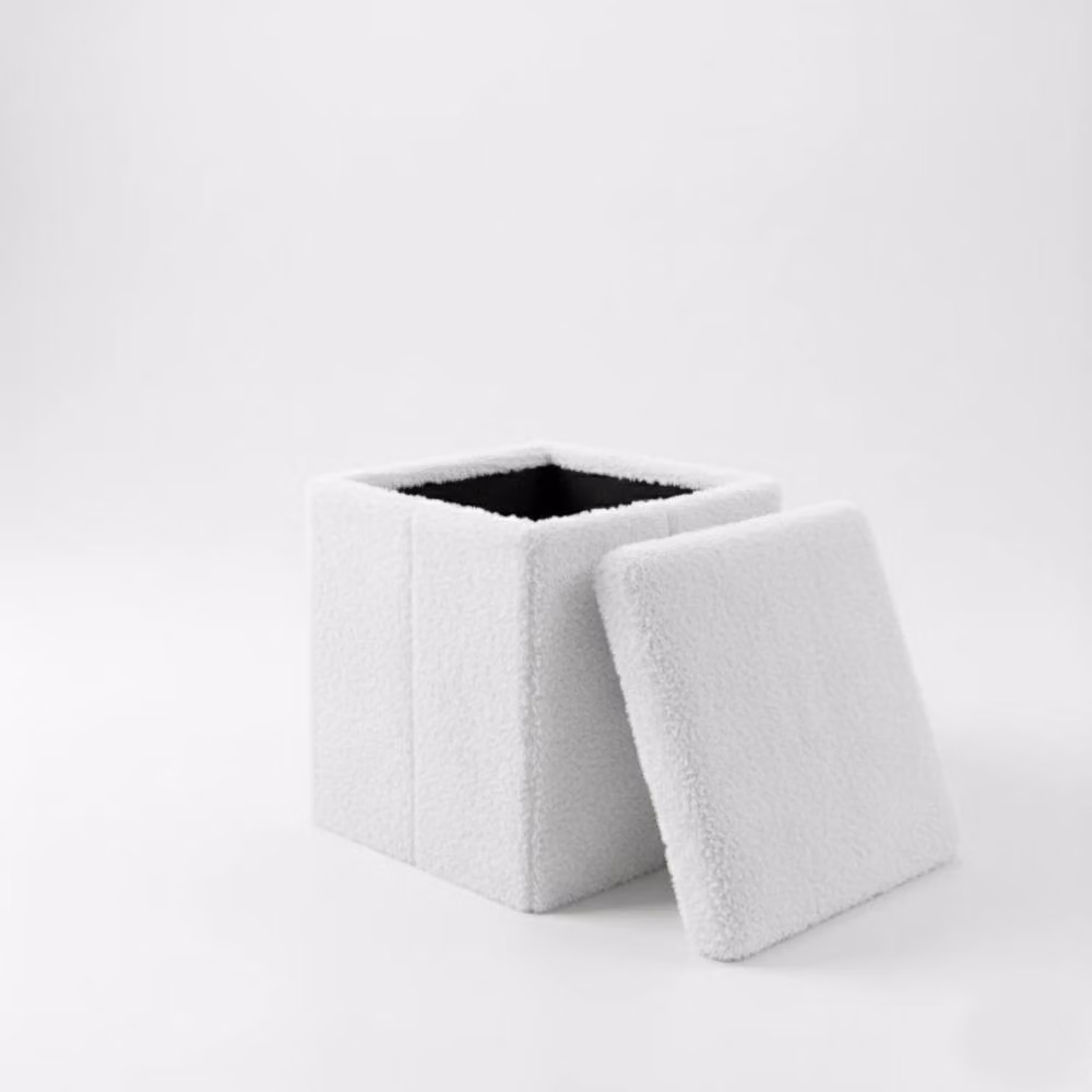 Snug City Teddy Soft Square Storage Box with Lid, White, Small – 2