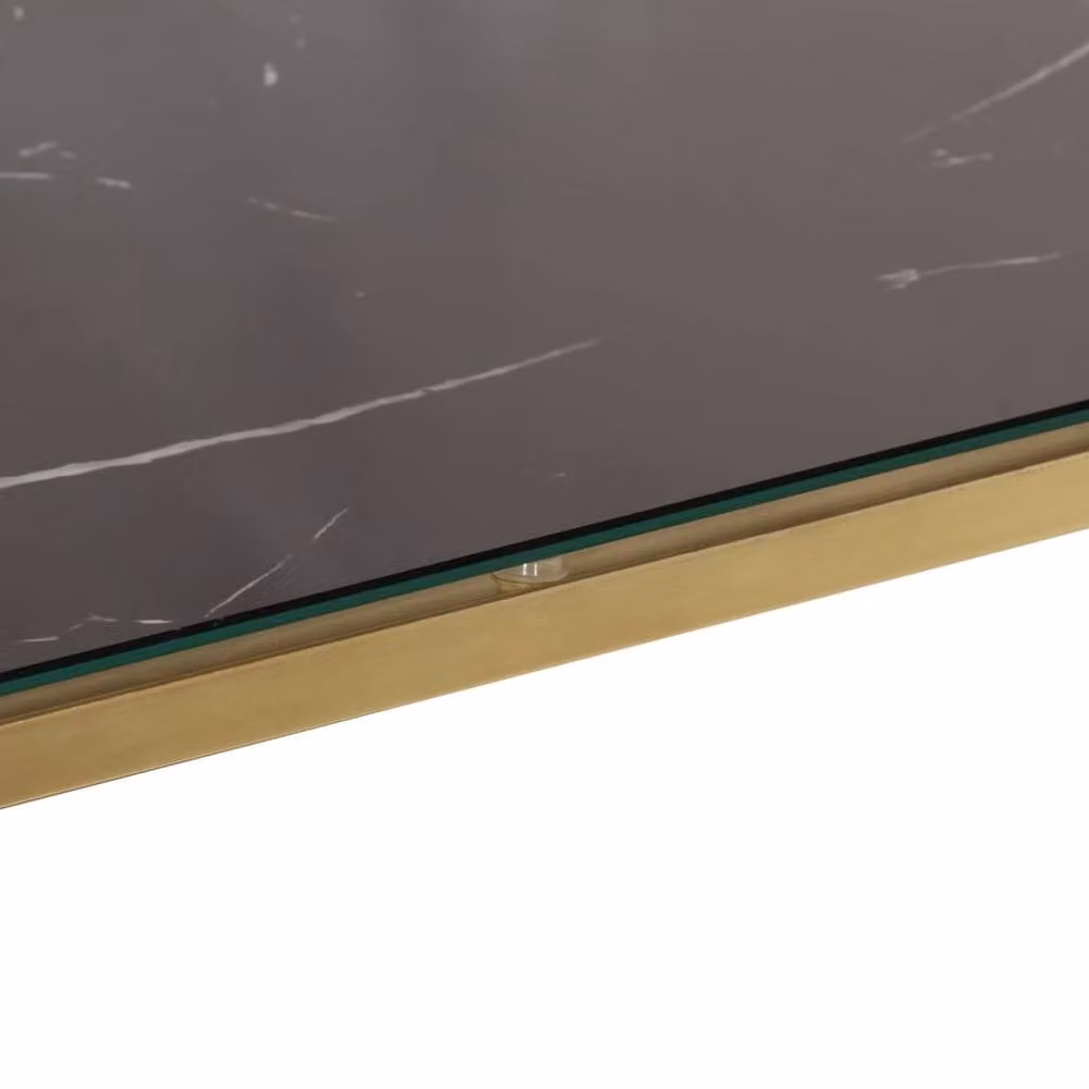 Berkfield Home Modern Rectangular Console Table in Gold and Black with Tempered Glass and Stainless Steel, W/D/H: 70 x 35 x 35 cm – 7