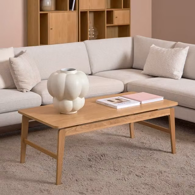 Furniture To Go Essex Rectangular Mid-Century Coffee Table in Brown Oak