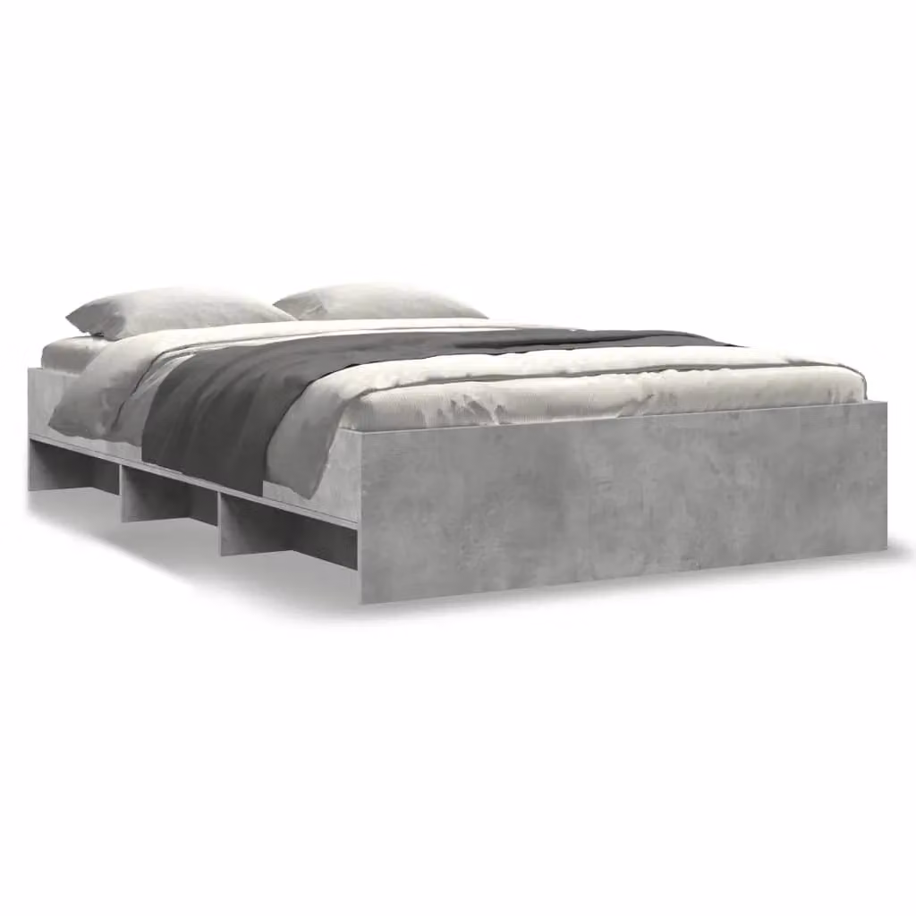 Berkfield Home Bed Frame in Concrete Grey, Engineered Wood, W: 135 cm, D: 190 cm – 2
