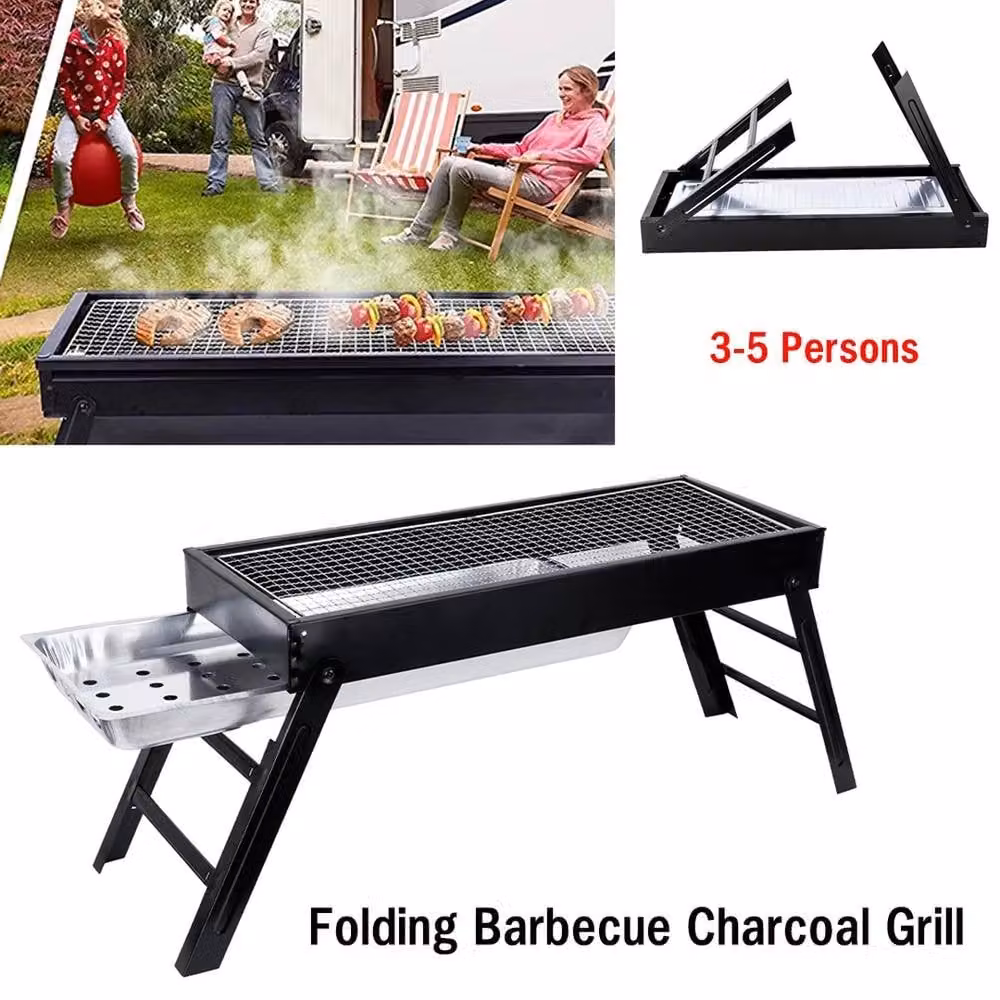 Nordara Portable Folding Steel Charcoal Tabletop BBQ Grill in Black – 5