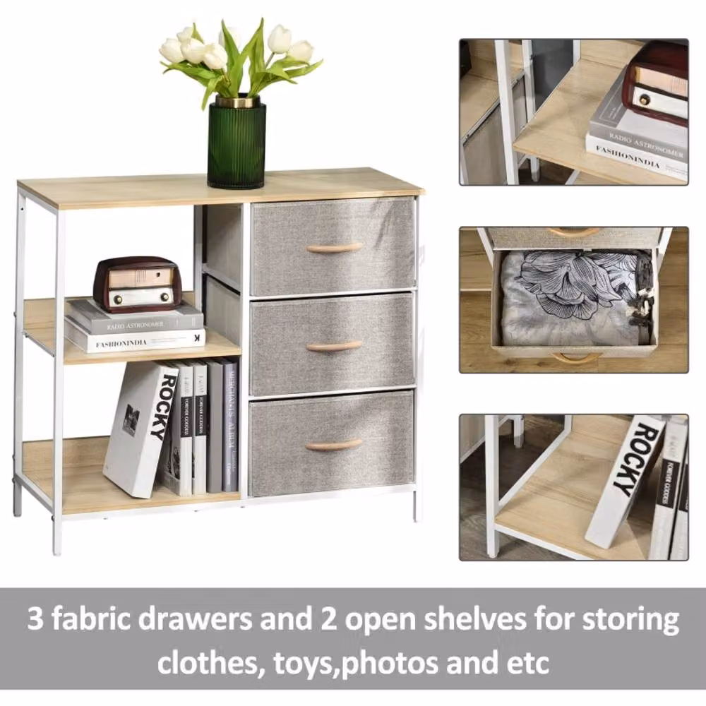 STILVORA Modern Beige Chest of Drawers with Metal Frame – 4