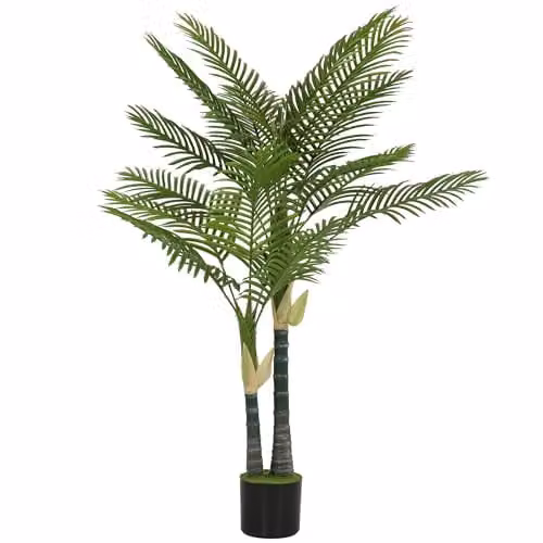 HOMCOM 150cm Artificial Green Palm Tree with 16 PEVA Leaves