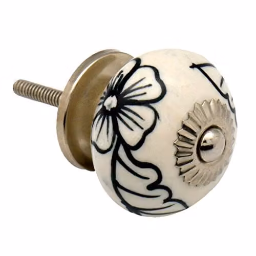 Nicola Spring Ceramic Cupboard and Drawer Knob in Black and White