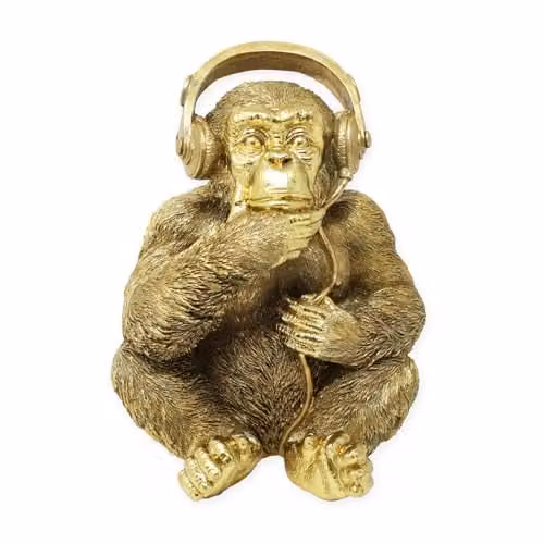Gifts Direct 2 U Gold Monkey with Headphones Animal Statue