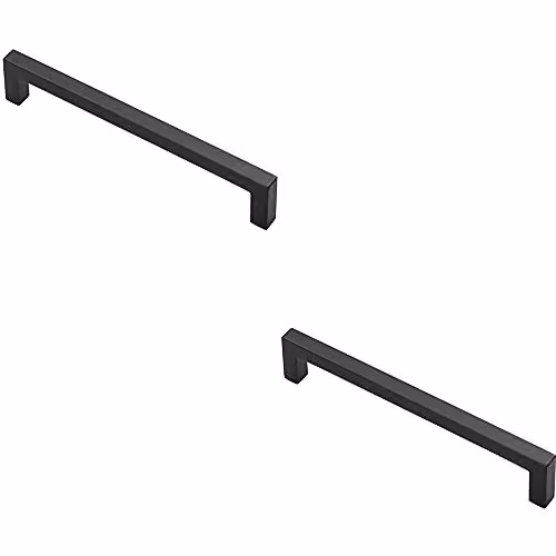 Loops 2 Pack Square Block Pull Handles in Matt Black, 170 x 10 mm with 160 mm Fixing Centres
