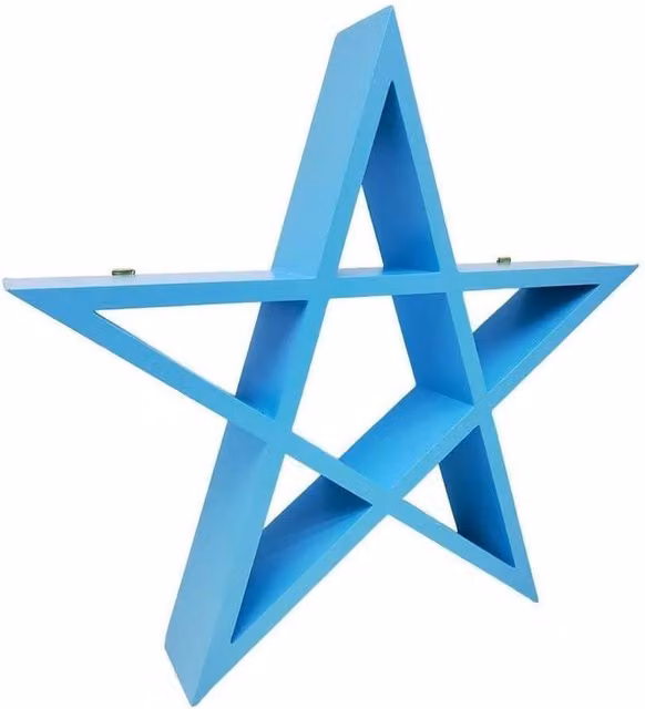 FORGEVIO Blue Wooden Wiccan Wall Shelf and Boho Display Rack – 1