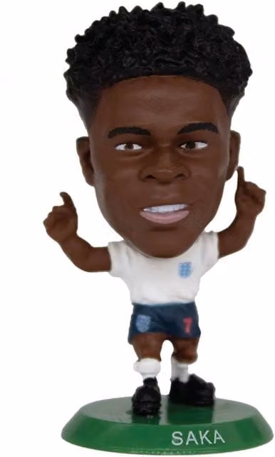 England FA Bukayo Saka SoccerStarz Football Figurine, White Plastic Tabletop Decor