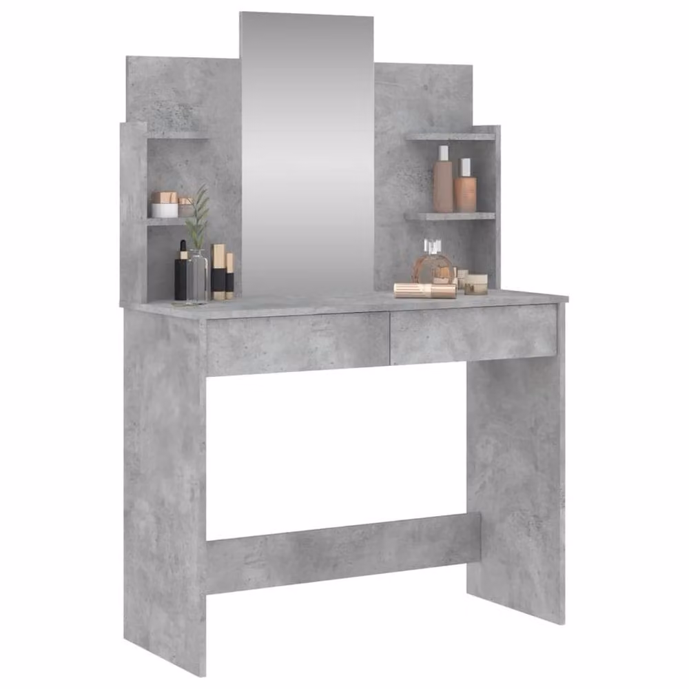 Berkfield Home Dressing Table with Mirror in Concrete Grey, W/D/H: 96 x 39 x 142 cm – 3