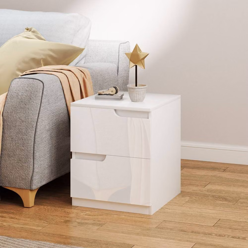 ERGOVEXA High Gloss White Bedside Table W/D/H: 40 x 48 x 40 cm – 2
