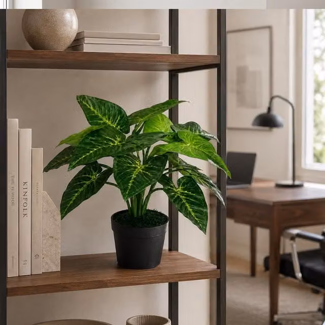 Leaf Design UK Realistic Large Artificial Potted Foliage Plant in Green, Height: 45 cm – 1