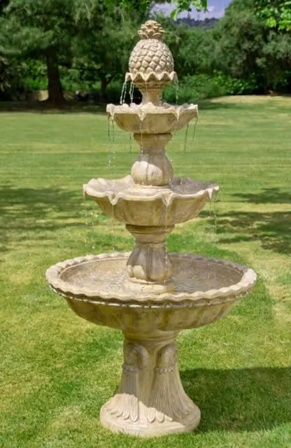 Primrose Regal 3-Tier Antique Effect Cascade Water Feature in Beige