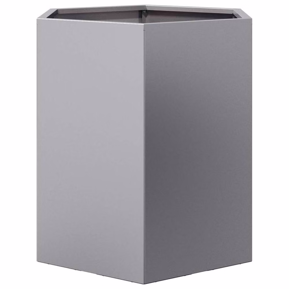Berkfield Home Hexagon Garden Planter Set of 2, Galvanised Steel, Silver, W: 46 cm, D: 40 cm, H: 45 cm – 6