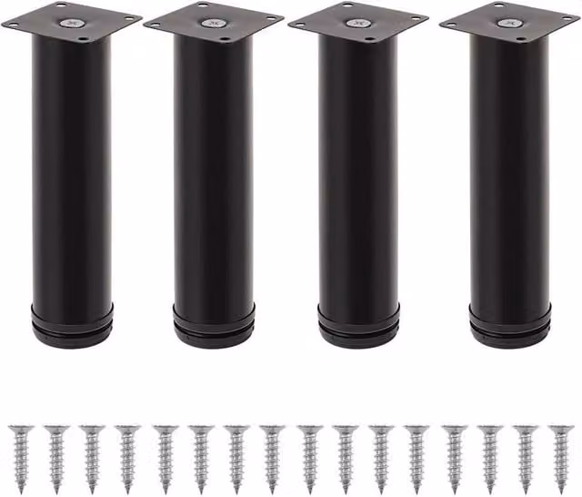 NESTLUNE 4-Piece Set of Adjustable Matt Black Metal Furniture Legs, Height: 15 cm – 1